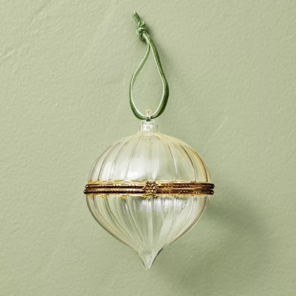 Ribbed Hinged Ribbed Glass Christmas Tree Ornament - Hearth & Hand Magnolia